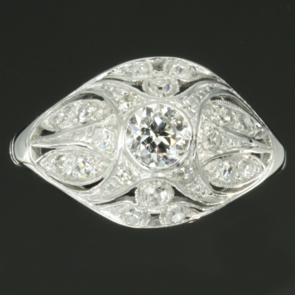 Diamonds covered low domed platinum estate ring early 20th century (image 8 of 16)